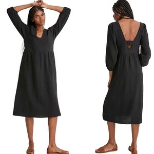 Madewell Black Lightspun V-Neck Midi Dress
